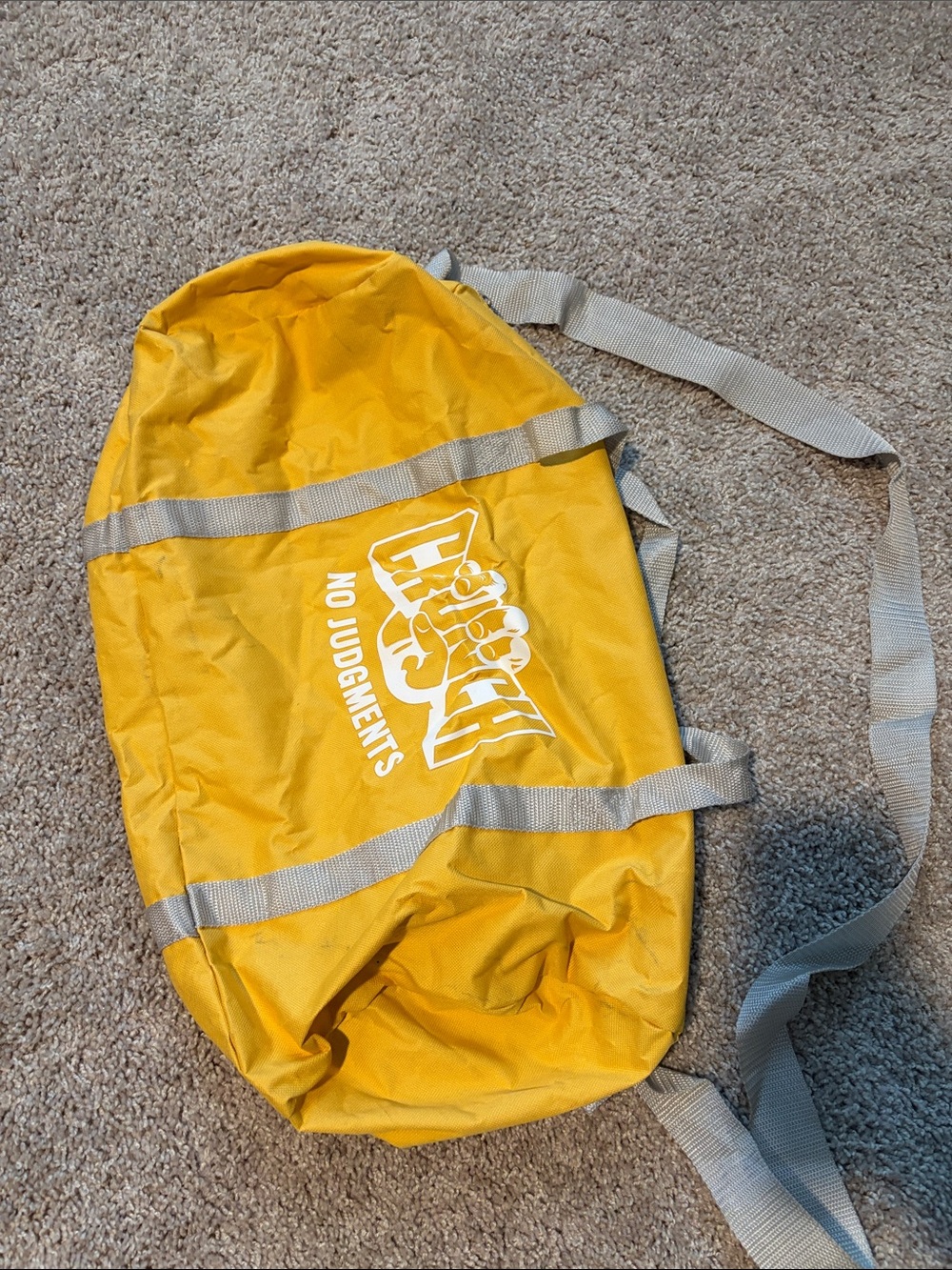 No Judgments Yellow Duffel Travel Bag